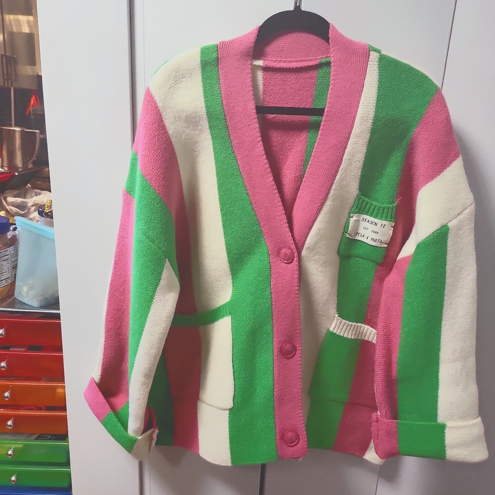 Warm knitted jacket.